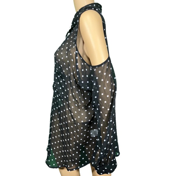 BONGO women size 3X cold shoulder polka dot blouse - Picture 5 of 5